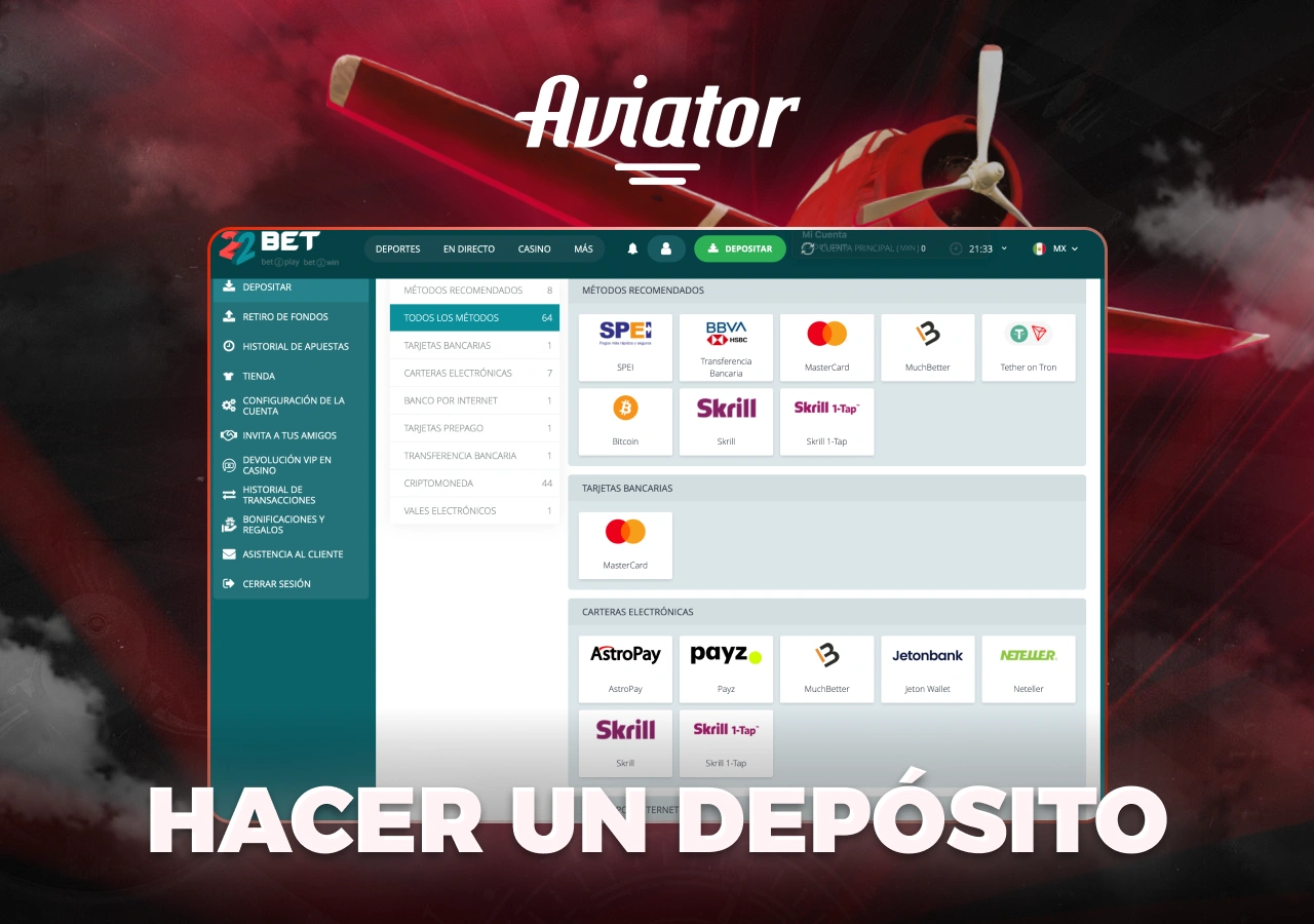 Posibles métodos para ingresar fondos en la cuenta